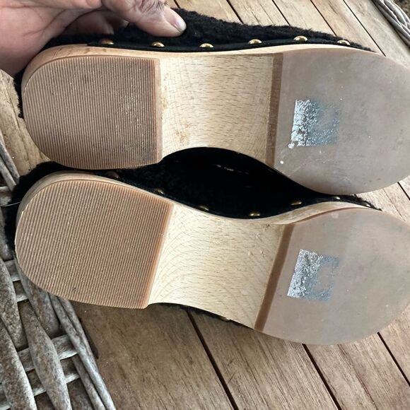 J. Crew Black Shearling Studded Women’s Clogs 6.5 - Picture 7 of 8